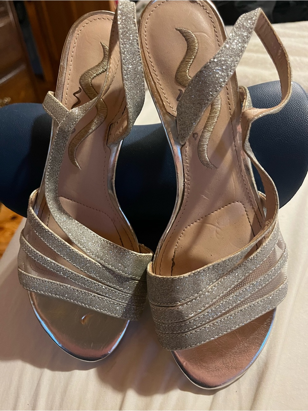 Nina Silver Glitter3” Slingback Heels